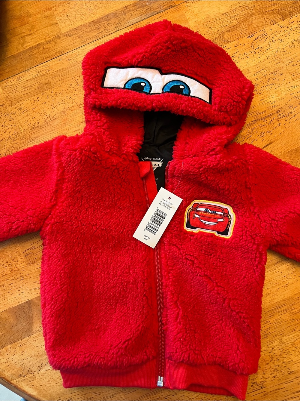 Disney Pixar Cars Red Fuzzy Hooded Jacket